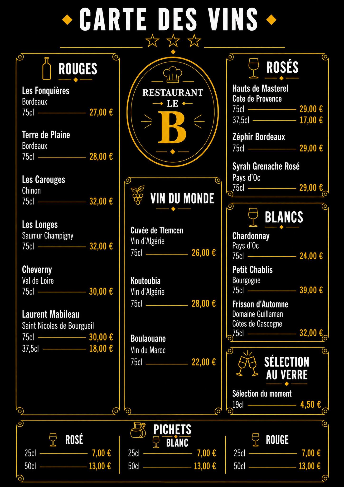 Carte des vins