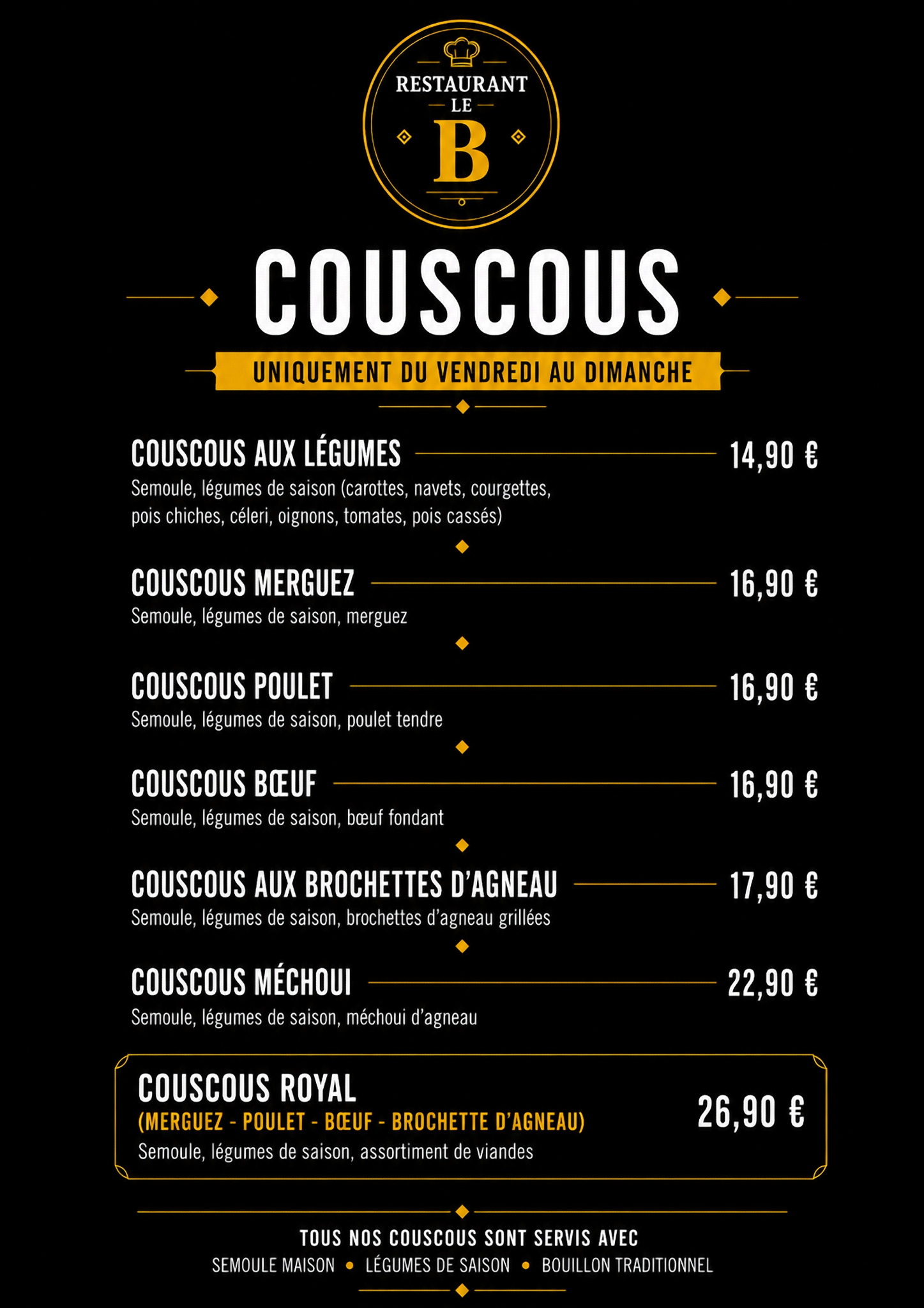 Carte couscous